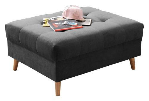 HOCKER in Textil, Holzwerkstoff Anthrazit - Anthrazit/Kieferfarben, Konventionell, Holz/Holzwerkstoff (106/48/80cm) - MID.YOU