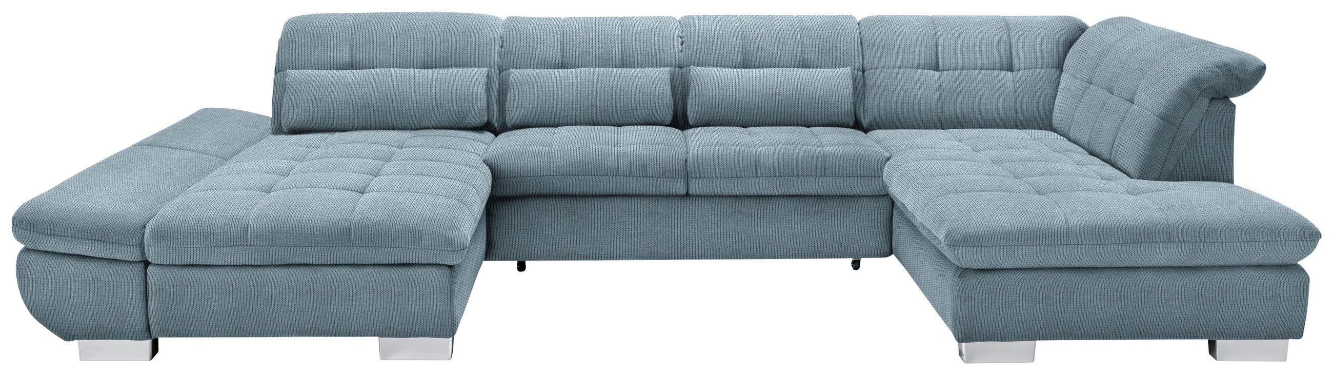 WOHNLANDSCHAFT in Mikrofaser Hellblau  - Chromfarben/Hellblau, Design, Kunststoff/Textil (204/350/211cm) - Xora