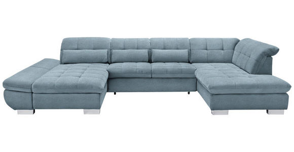 WOHNLANDSCHAFT  in Mikrofaser Hellblau  - Chromfarben/Hellblau, Design, Kunststoff/Textil (204/350/211cm) - Xora