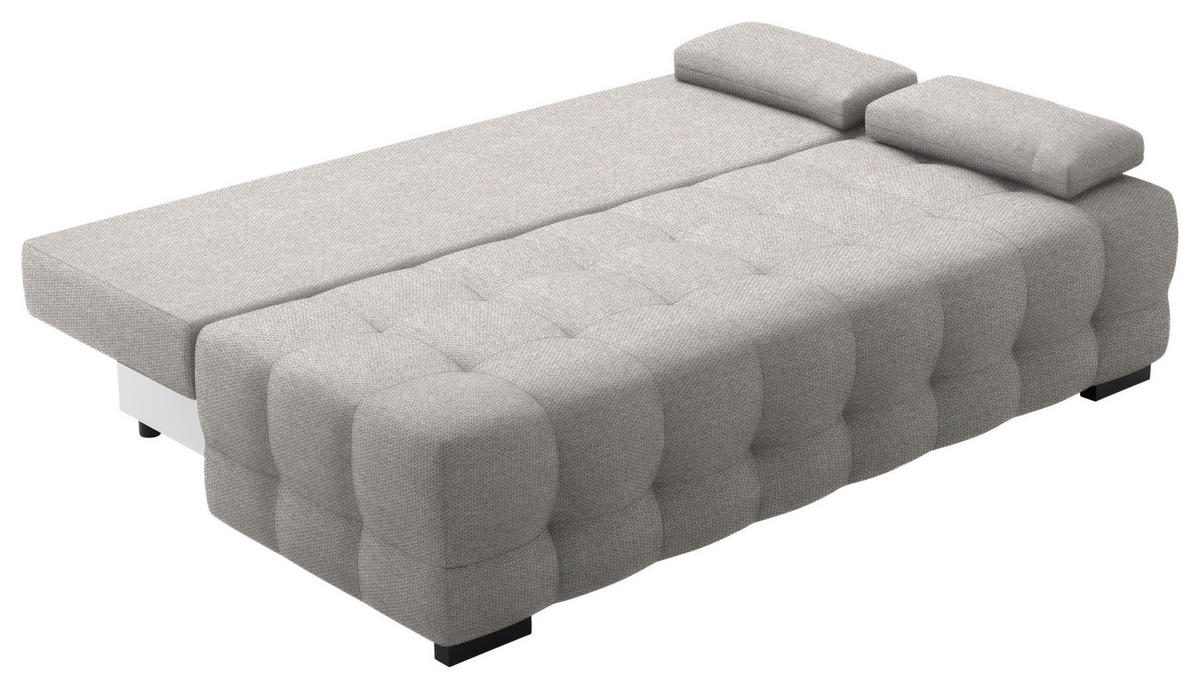 SCHLAFSOFA  mit Stoffauswahl, Schlafen auf Sitzhöhe, Rücken echt Struktur Hellgrau  - Hellgrau/Schwarz, KONVENTIONELL, Kunststoff/Textil (209/96/100cm) - Stylife
