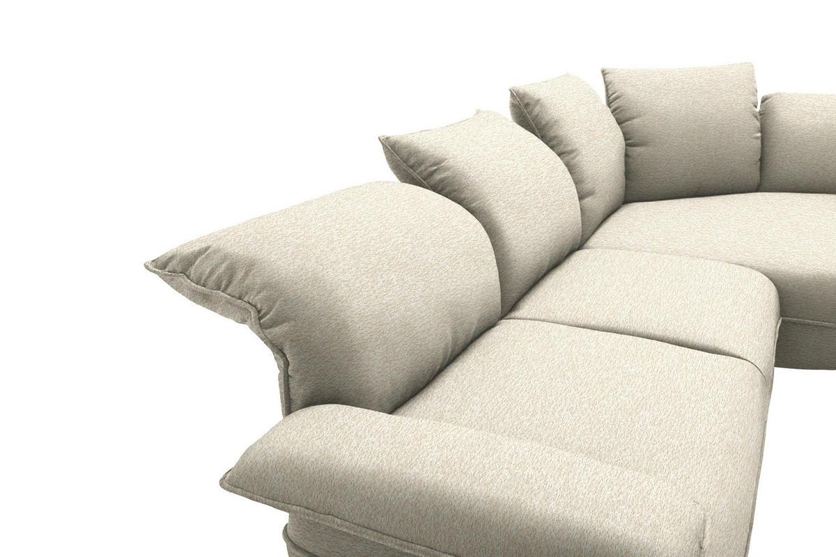 ECKSOFA Chenille Beige  - Beige/Schwarz, Design, Kunststoff/Textil (343/154cm) - Koinor