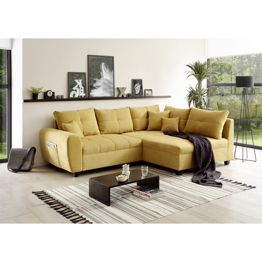 Thumbnail - Mid.you Ecksofa, Gelb, Textil, Ottomane rechts, L-Form, 248x176 cm, seitenverkehrt erhältlich, Rücken echt, Wohnzimmer, ...