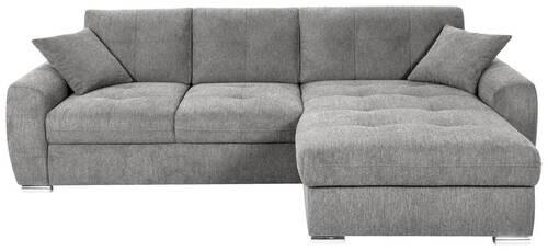 ECKSOFA in Mikrofaser Grau  - Chromfarben/Grau, Modern, Kunststoff/Textil (276/193cm) - Hom`in