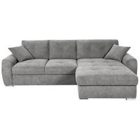 ECKSOFA in Mikrofaser Grau  - Chromfarben/Grau, Modern, Kunststoff/Textil (276/193cm) - Hom`in