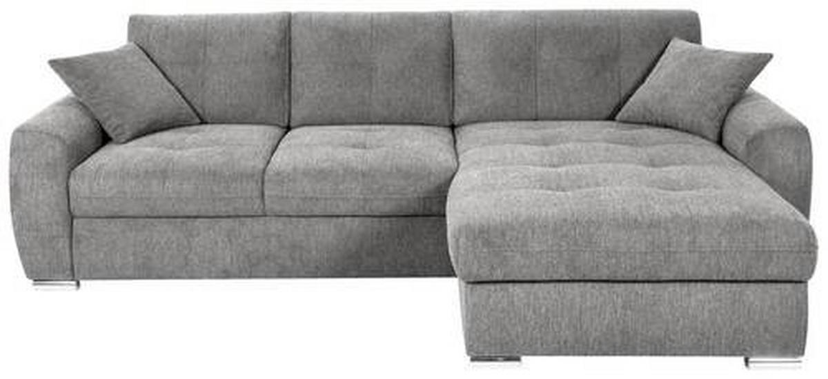 ECKSOFA in Mikrofaser Grau  - Chromfarben/Grau, Modern, Kunststoff/Textil (276/193cm) - Hom`in