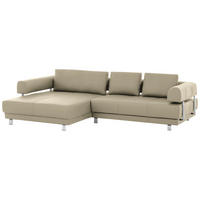 ECKSOFA in Echtleder Sandfarben  188/307 cm  - Sandfarben, Design, Leder/Metall (188/307cm)