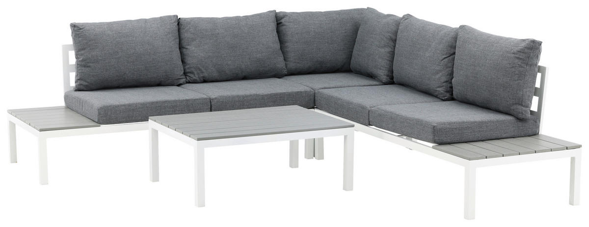 LOUNGEGARNITUR 133/167 cm Aluminium  - Weiß, KONVENTIONELL, Metall (133/167cm) - Gardenson