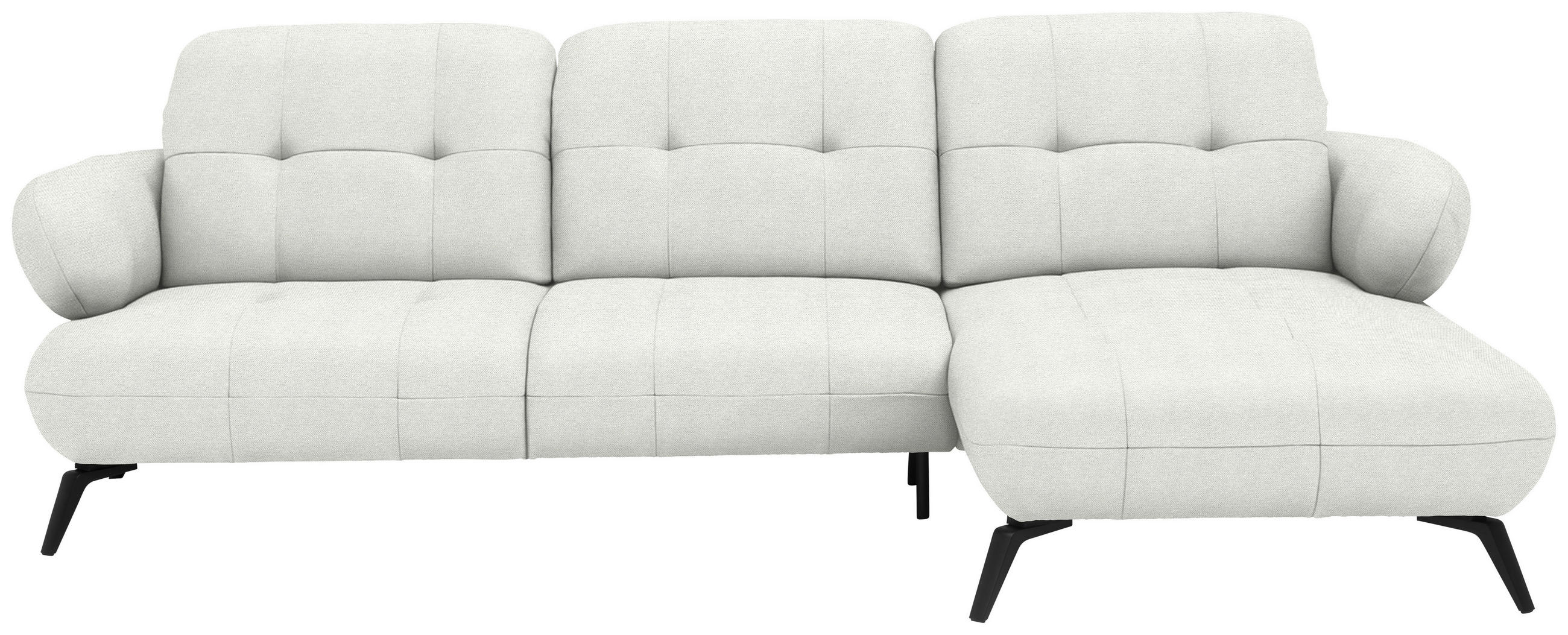 ECKSOFA 282/189 cm  in Flachgewebe Grauweiß Rücken echt, Kopfteilverstellung  282/189 cm  - Grauweiß/Schwarz, Design, Textil/Metall (282/189cm) - Novel