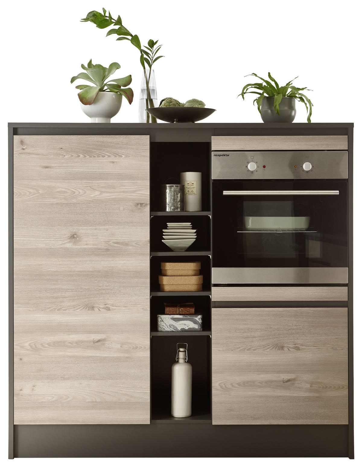 KÜCHENLEERBLOCK  210/150 cm  in Anthrazit, Eichefarben  - Eichefarben/Anthrazit, MODERN, Holzwerkstoff (210/150cm) - Carryhome