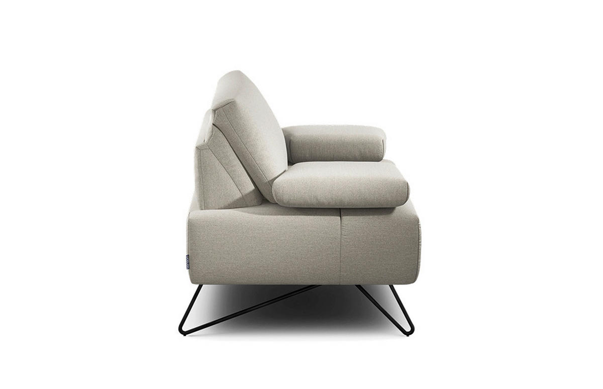 SESSEL Chenille Naturfarben    - Schwarz/Naturfarben, Design, Textil/Metall (114-142/85/86-94cm) - SENSOO