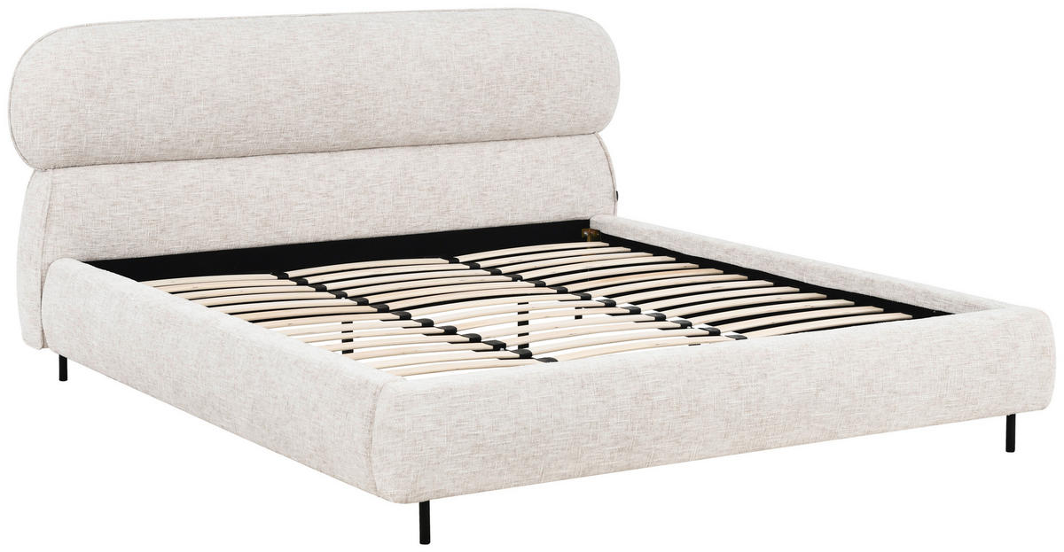 POLSTERBETT 180/200 cm, inkl. gepolstertes Kopfteil, Lattenrost,  in Beige  - Eichefarben/Beige, Design, Holz/Textil (180/200cm) - Boxxx
