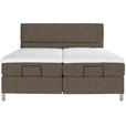 BOXSPRINGBETT 200/200 cm  in Braun  - Chromfarben/Braun, KONVENTIONELL, Kunststoff/Textil (200/200cm) - Voleo