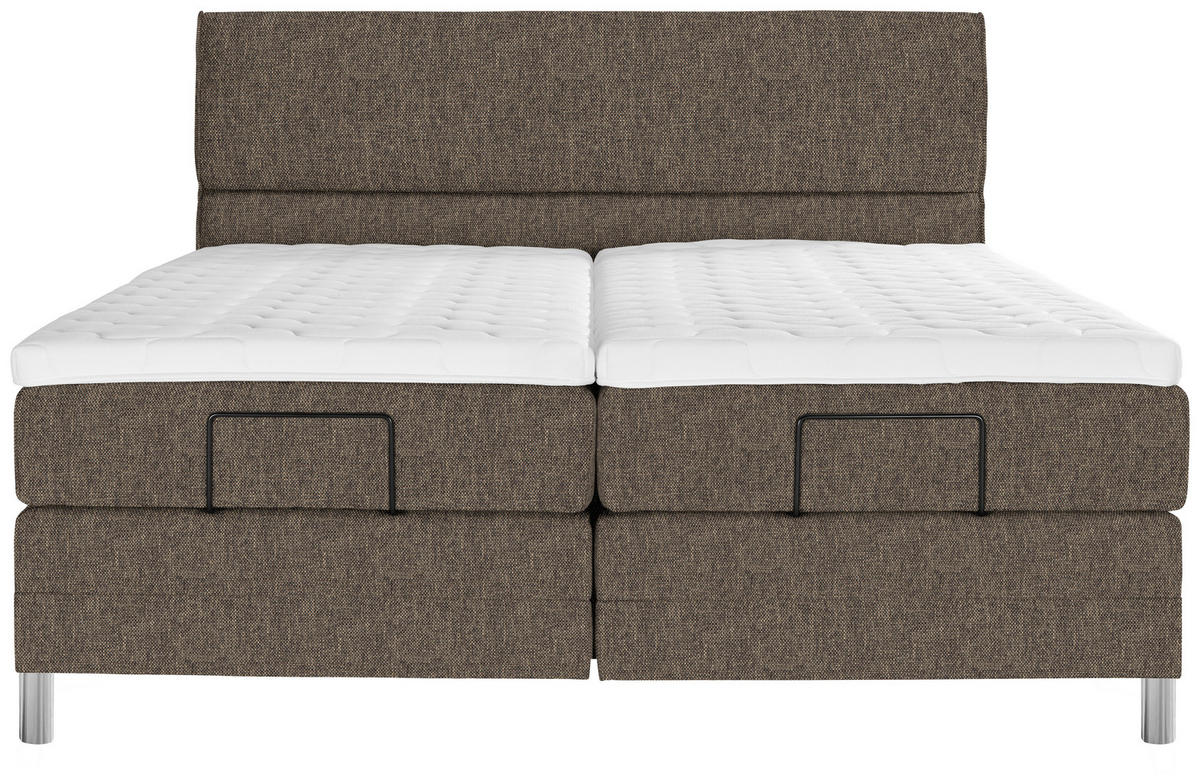 BOXSPRINGBETT 180/200 cm  in Braun  - Chromfarben/Braun, KONVENTIONELL, Kunststoff/Textil (180/200cm) - Voleo