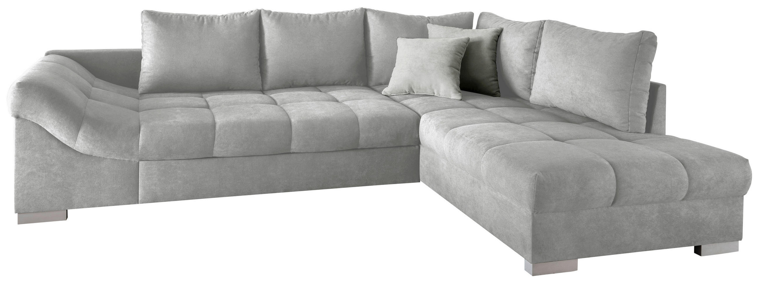 ECKSCHLAFSOFA in Mikrofaser Silberfarben - Silberfarben, Design, Holz/Textil (298/202cm) - MID.YOU