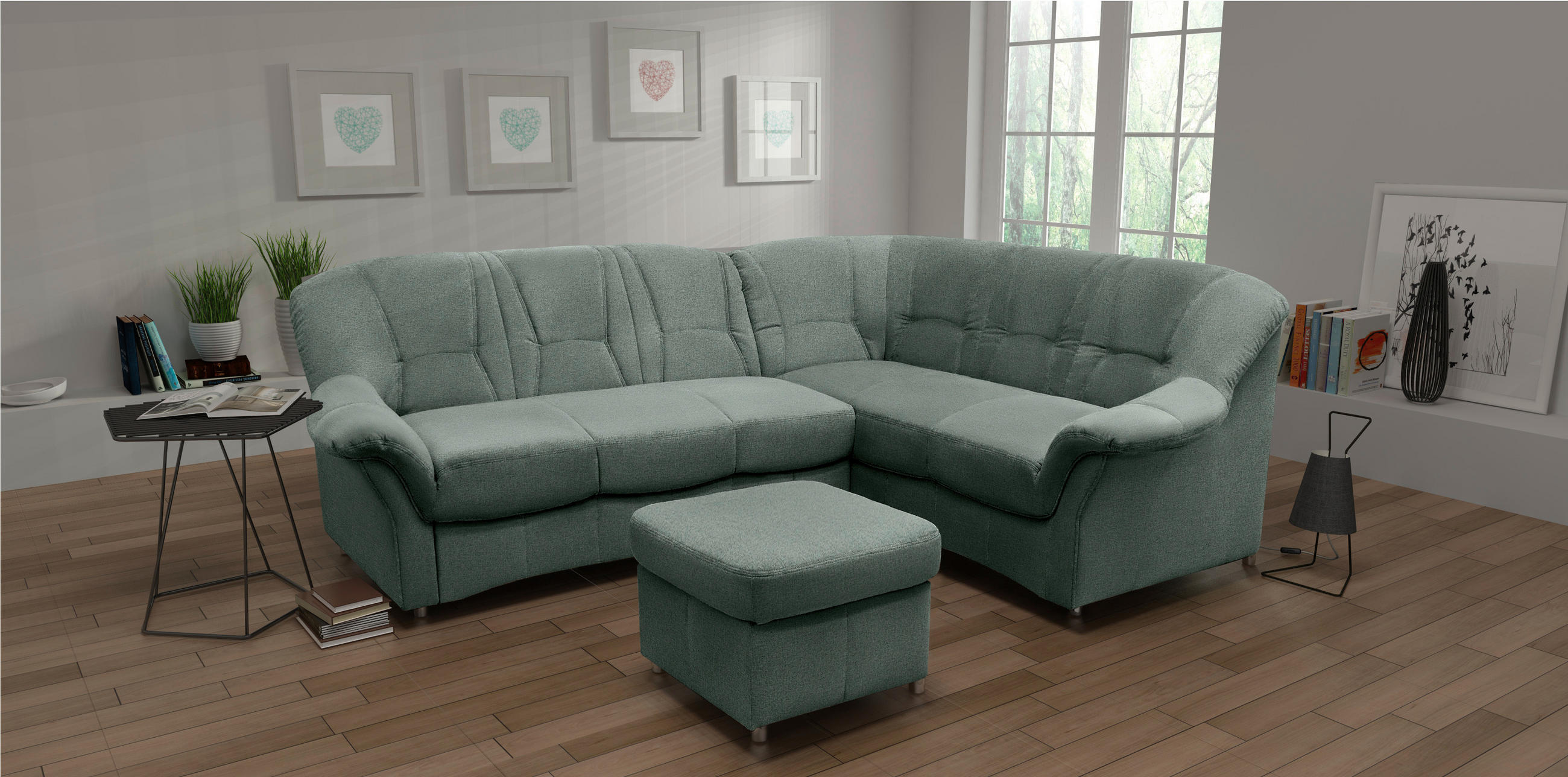 HOCKER Webstoff Hellblau - Schwarz/Hellblau, KONVENTIONELL, Kunststoff/Textil (60/40/60cm) - MID.YOU