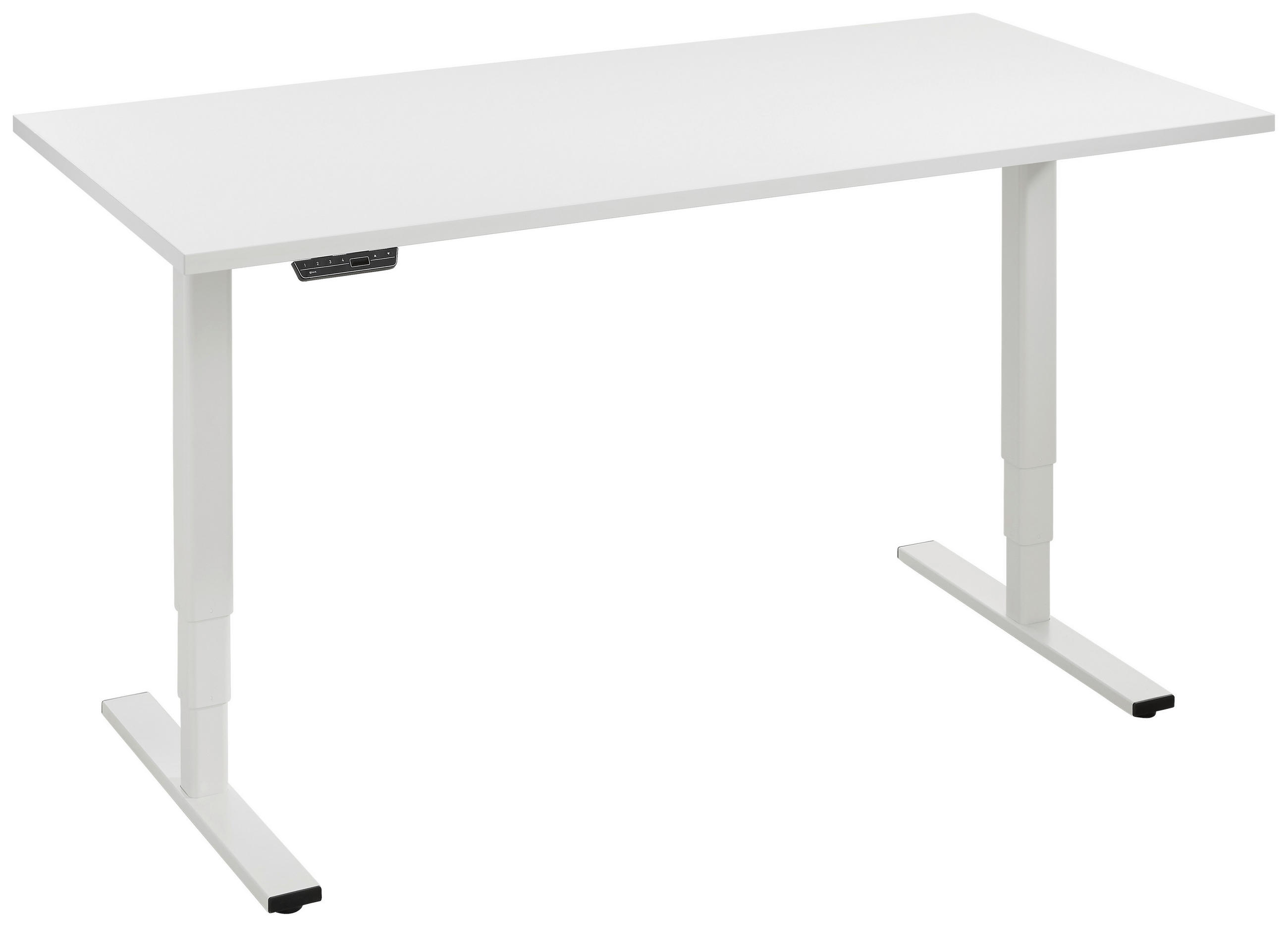 SCHREIBTISCH 160/80/56-124 cm Weiß elektrisch höhenverstellbar  - Alufarben/Weiß, Design, Holzwerkstoff/Metall (160/80/56-124cm) - Voleo
