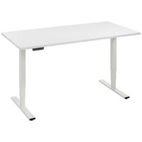 SCHREIBTISCH 160/80/56-124 cm Weiß elektrisch höhenverstellbar  - Alufarben/Weiß, Design, Holzwerkstoff/Metall (160/80/56-124cm) - Voleo