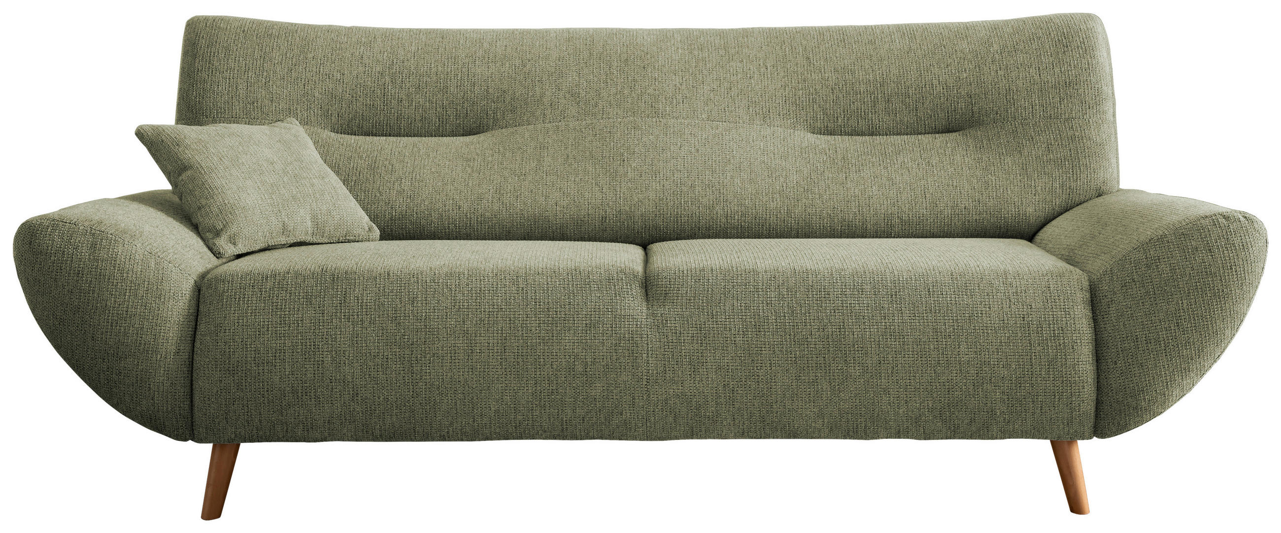 3-SITZER-SOFA in Chenille Grün - Wildeiche/Grün, Modern, Holz/Textil (205/81/90cm) - MID.YOU