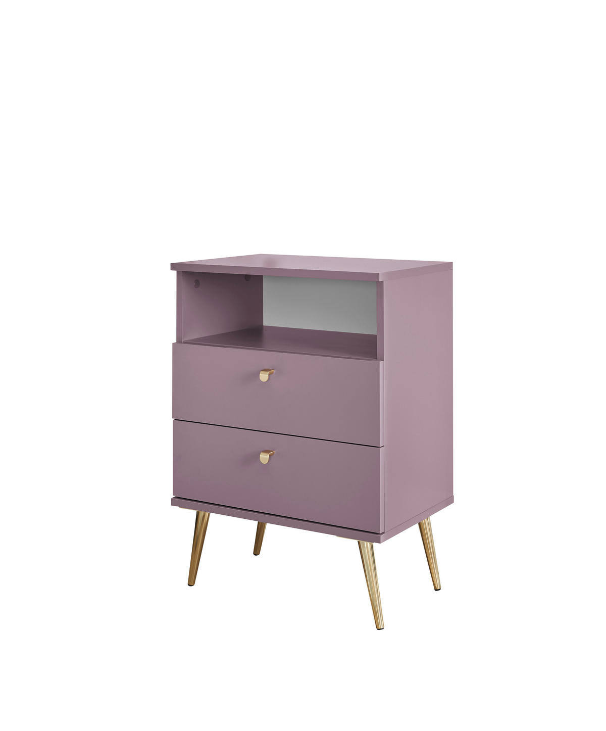 Noptieră, 50/70/34 cm, prună - prună/alămiu, Modern, metal/material pe bază de lemn (50/70/34cm) - Ti'me