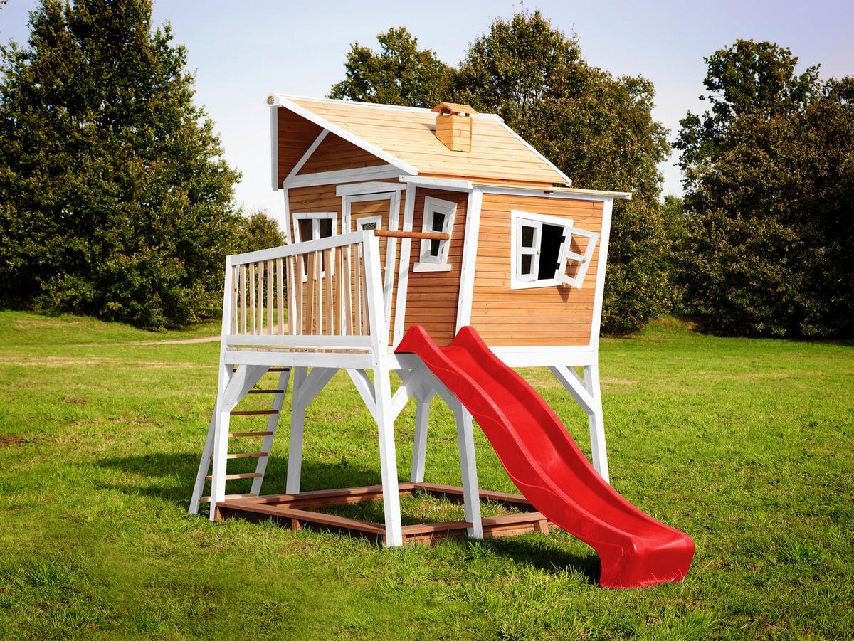 SPIELTURM 432/288/193 cm  - Weiss/Rot, Konventionell, Holz (432/288/193cm)