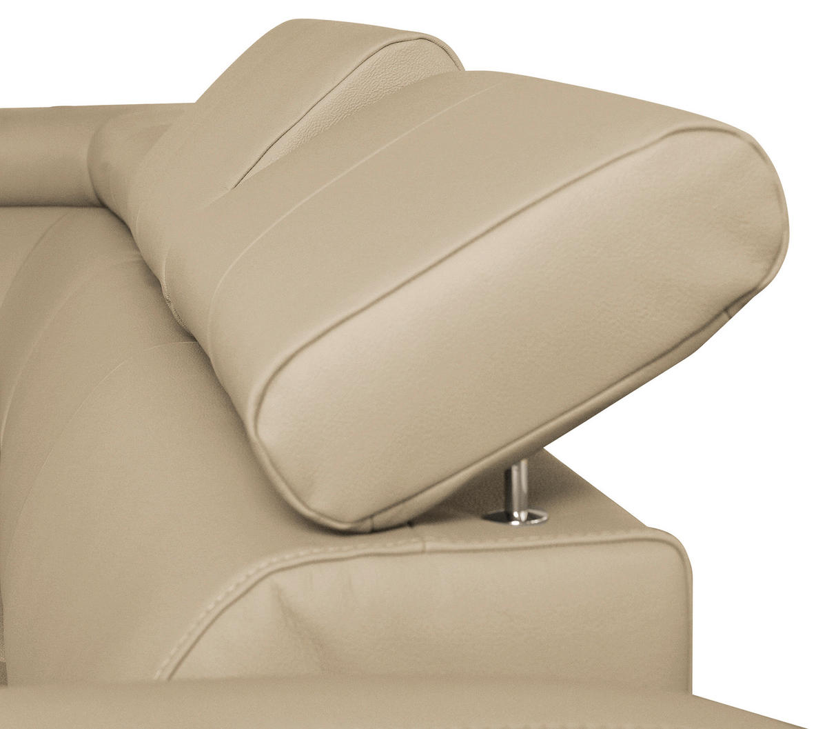 ECKSOFA in Lederlook Echtleder Beige  - Chromfarben/Beige, Design, Leder/Textil (208/245cm) - Livetastic