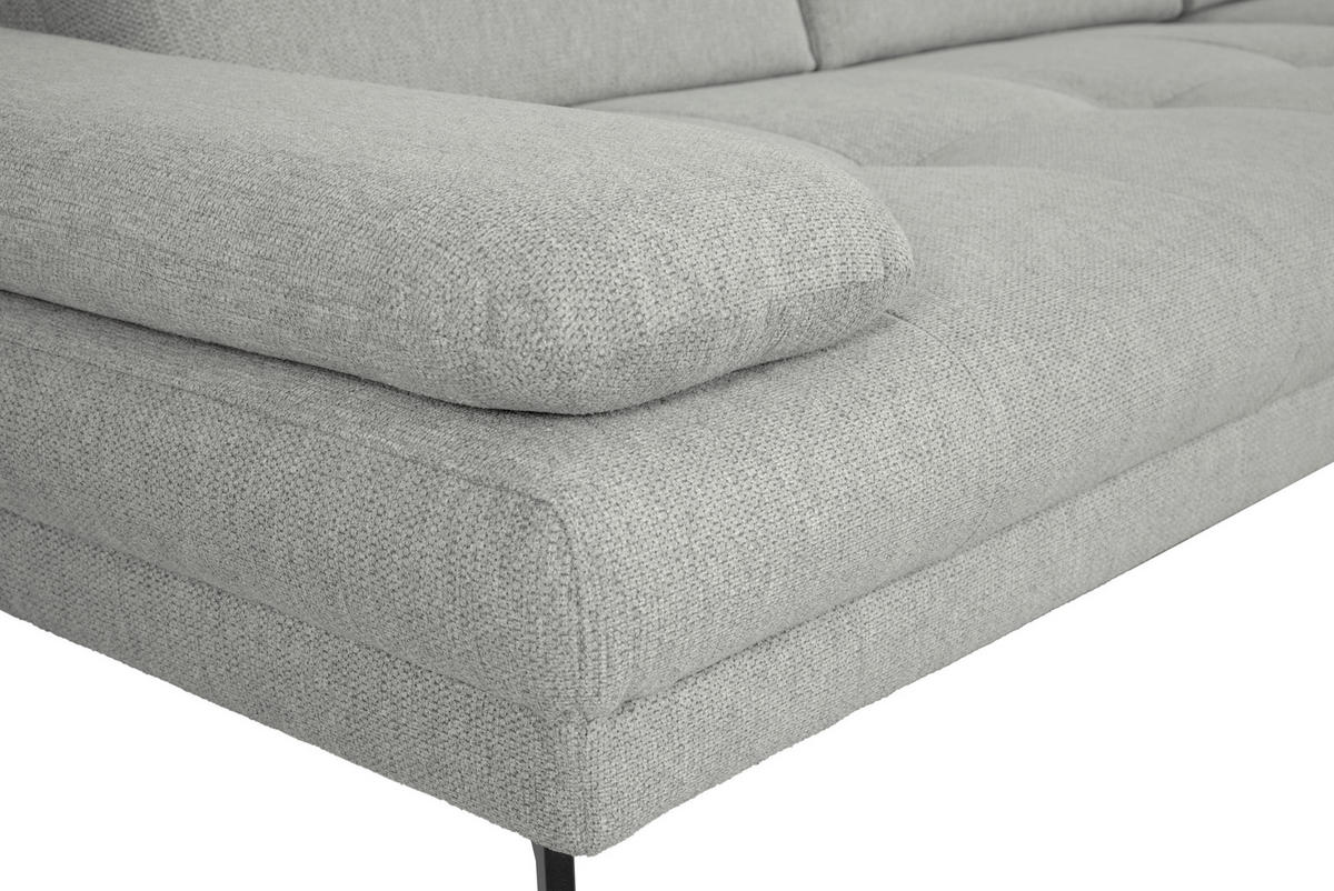 ECKSOFA in Webstoff Graublau  - Graublau/Schwarz, Design, Textil/Metall (296/188cm) - Livetastic