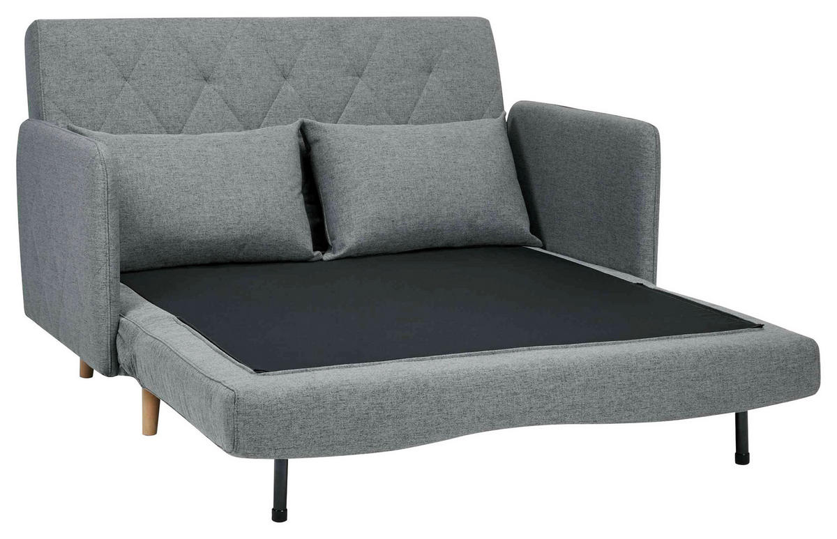 SCHLAFSOFA Webstoff Grau  - Eichefarben/Grau, LIFESTYLE, Holz/Textil (132/81/90cm) - Livetastic