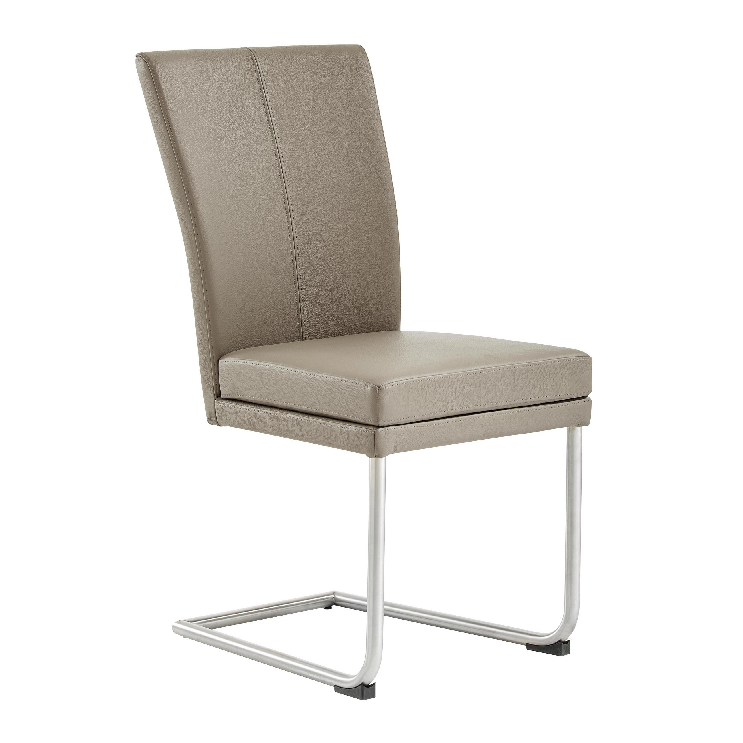 Schwingstuhl in Metall, Leder Grau, Edelstahlfarben