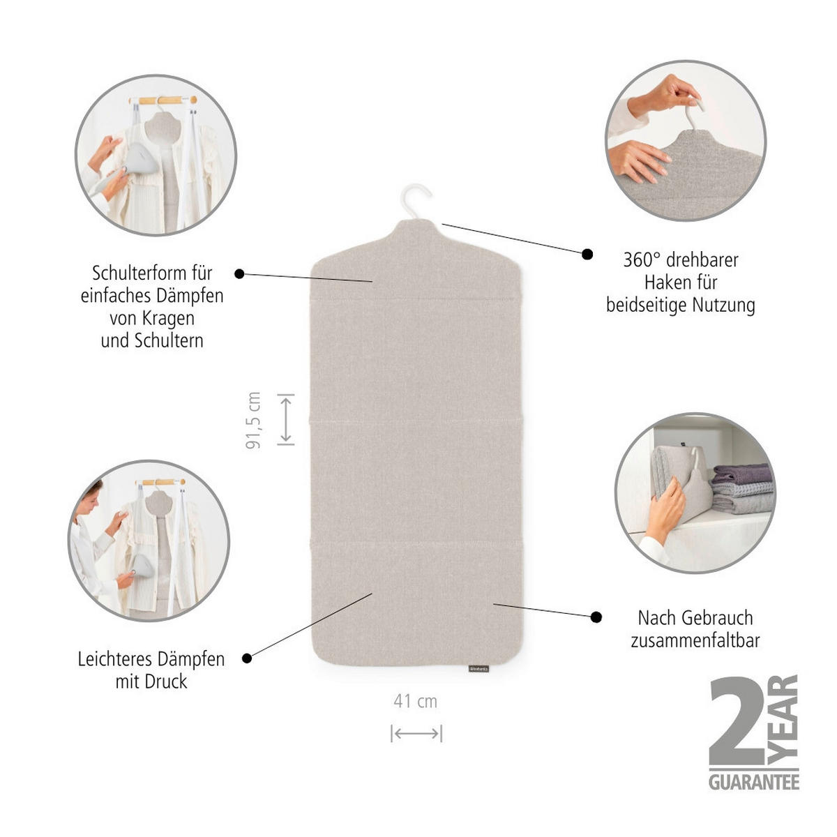 PODLOGA ZA PARNO GLAČANJE    40,4/93/1,2 cm    - siva, Basics, metal/tekstil (40,4/93/1,2cm) - Brabantia