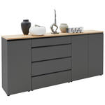 SIDEBOARD 225/102/41 cm  in Grau  - Eichefarben/Anthrazit, Design, Holzwerkstoff/Metall (225/102/41cm) - Dieter Knoll