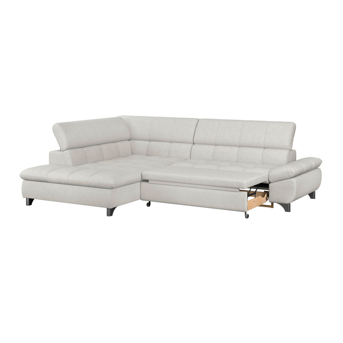 ECKSOFA Creme Chenille  - Chromfarben/Creme, KONVENTIONELL, Textil/Metall (234/312cm) - Livetastic