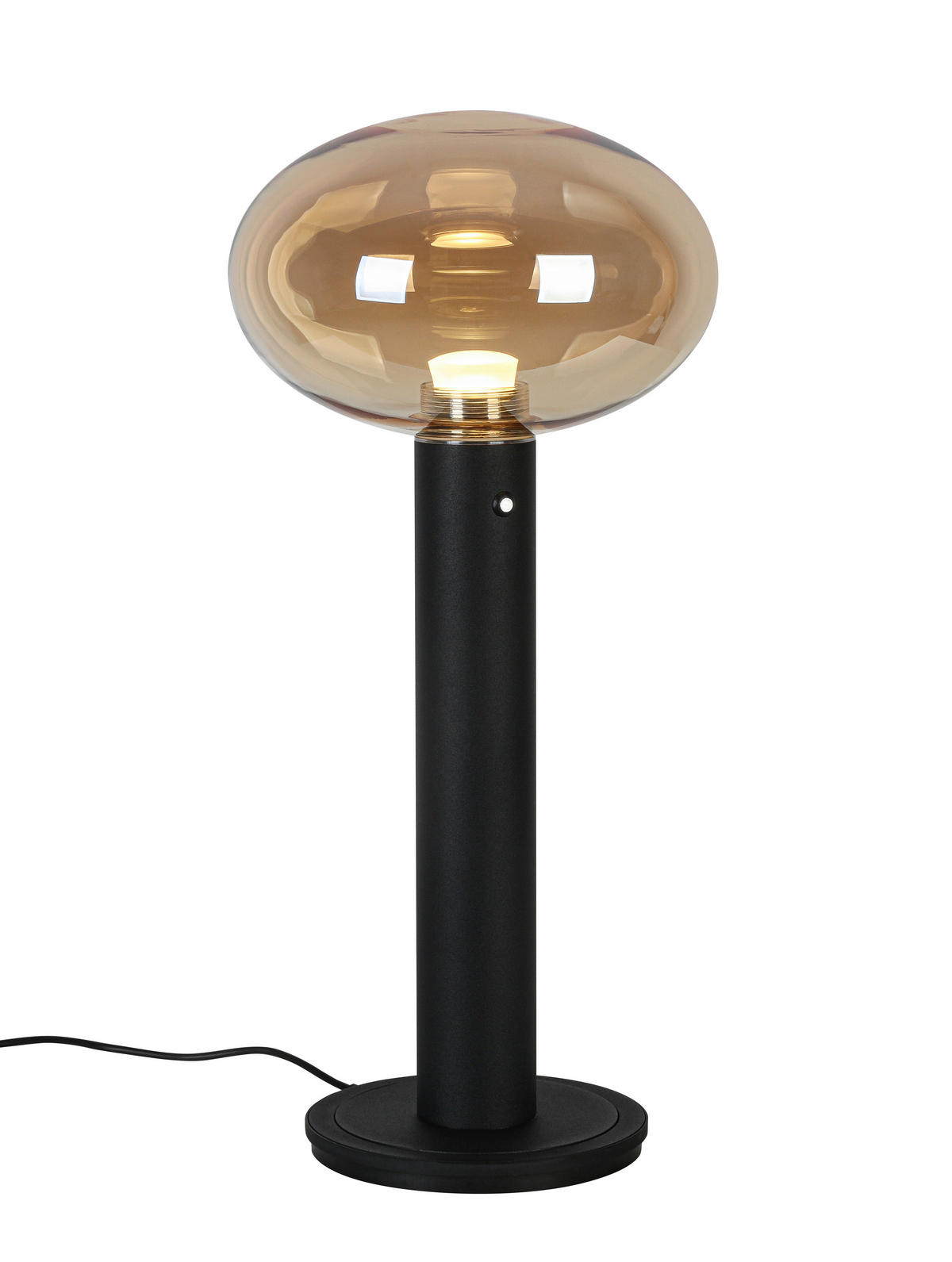 AKKU-TISCHLEUCHTE 20/42 cm  - Bernsteinfarben/Schwarz, Design, Glas/Kunststoff (20/42cm) - Dieter Knoll