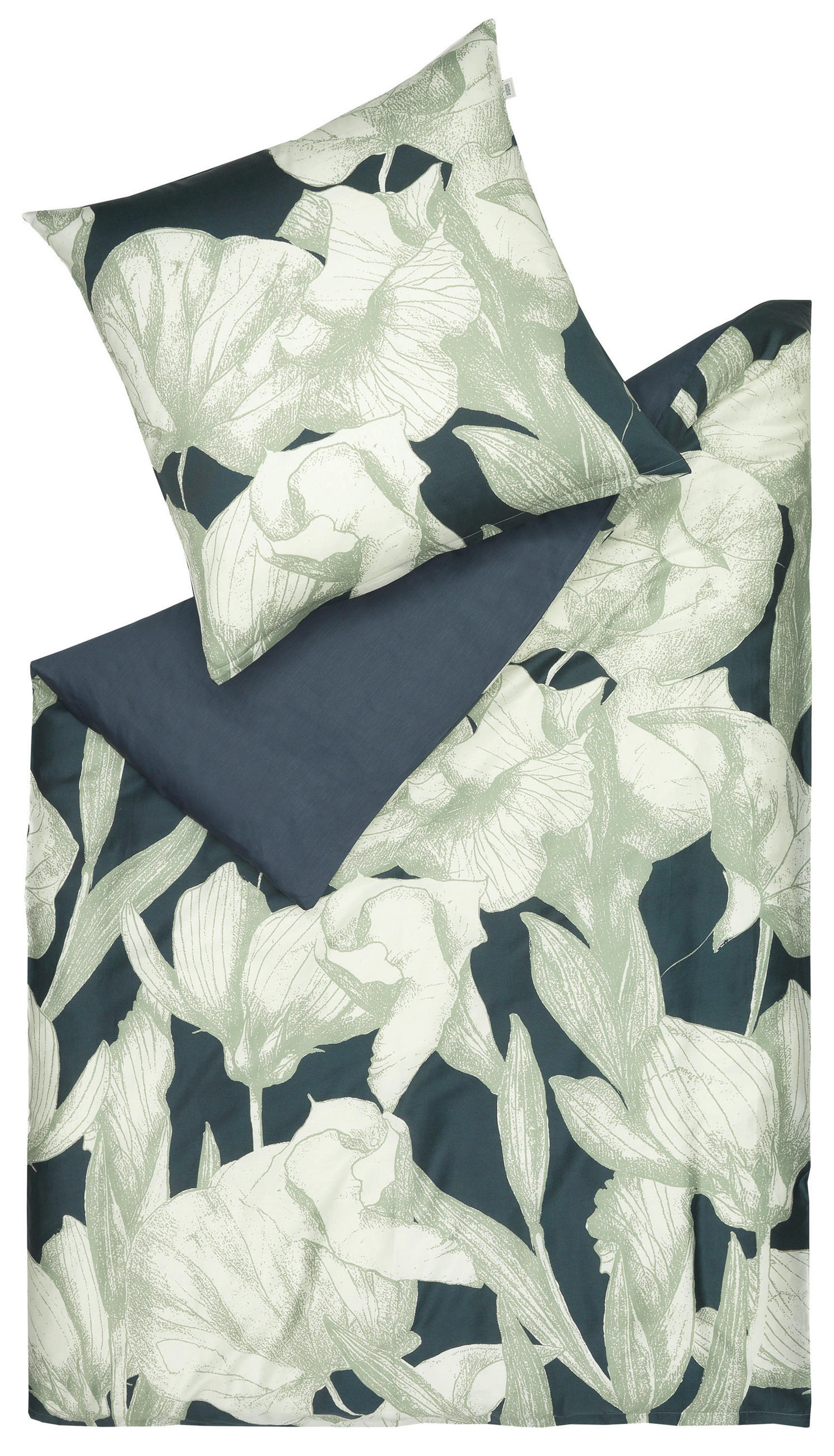 WENDEBETTWÄSCHE Camille Satin 155/220 cm  - Beige/Dunkelblau, Trend, Textil (155/220cm) - Schöner Wohnen