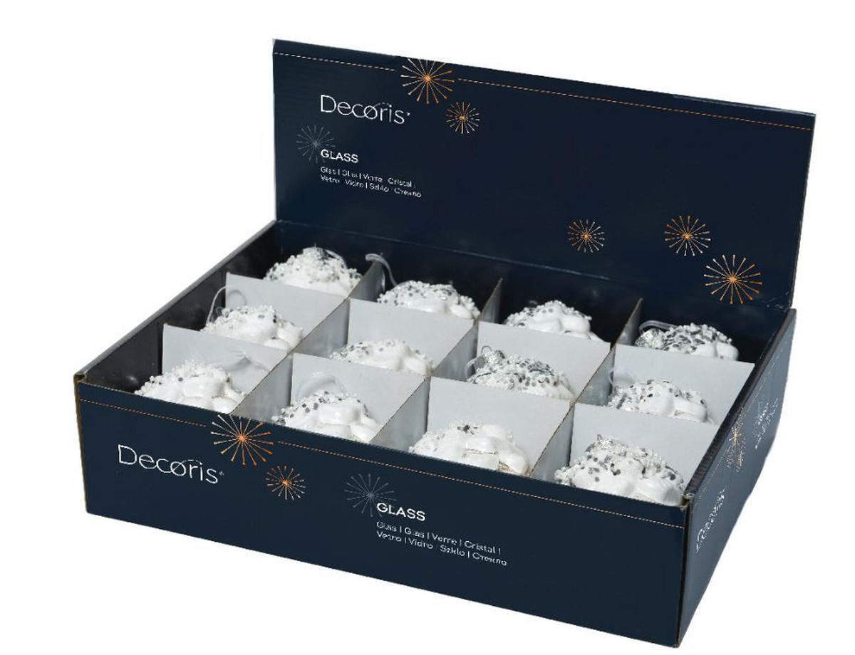 con brad decorativ - alb, Basics, sticlă (9,00/9,00/7,50cm) - X-Mas