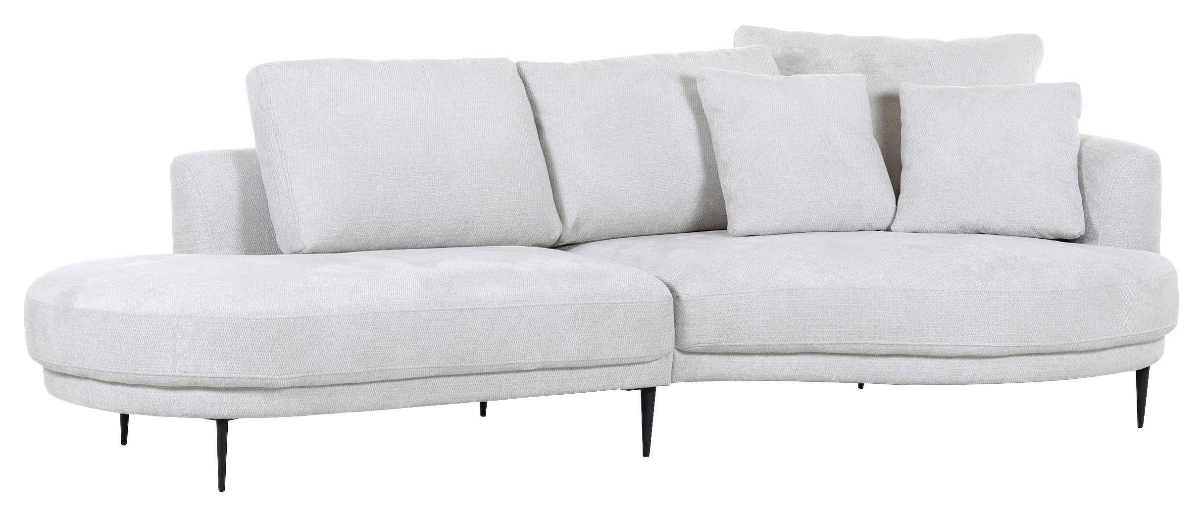ECKSOFA in Chenille Grauweiss  - Schwarz/Grauweiss, Konventionell, Textil/Metall (275/140cm) - Carryhome