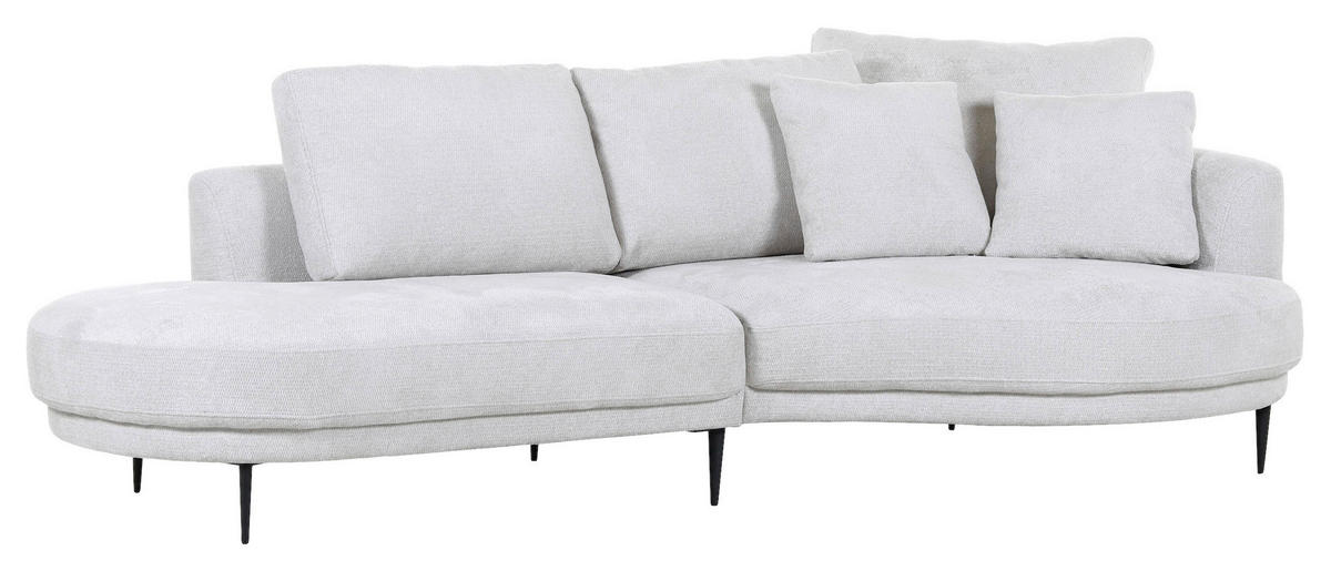 ECKSOFA in Chenille Grauweiss  - Schwarz/Grauweiss, Konventionell, Textil/Metall (275/140cm) - Carryhome