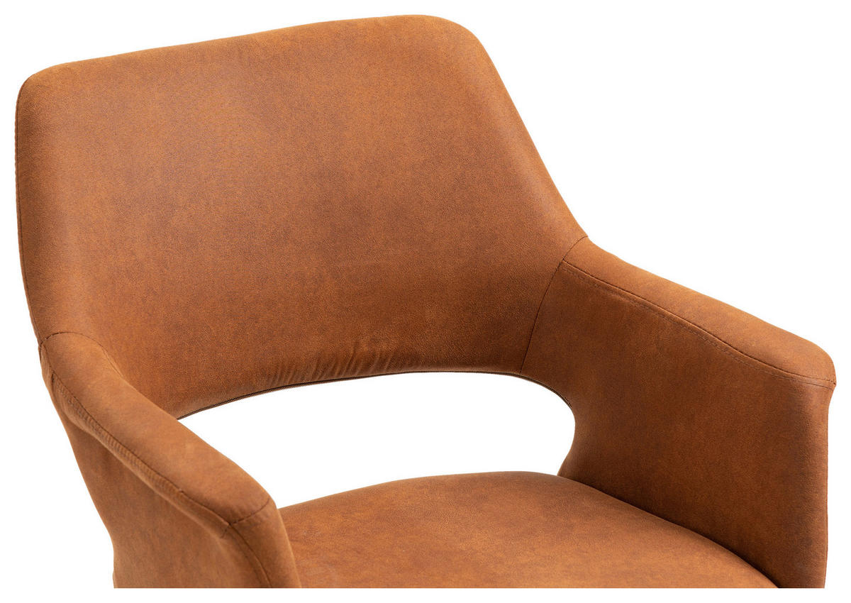 ARMLEHNSTUHL  Sitzfläche 360° drehbar   - Schwarz/Braun, KONVENTIONELL, Textil/Metall (57/84/61cm) - MID.YOU