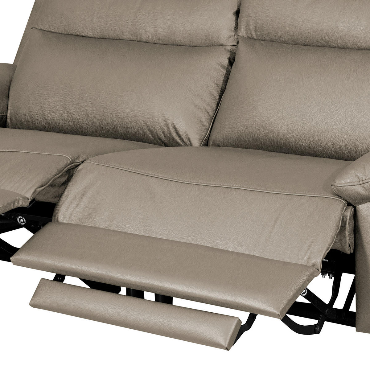 2,5-SITZER 216/95/96 cm PERLE in Echtleder Taupe   - Taupe/Chromfarben, Design, Leder/Metall (216/95/96cm) - Livetastic