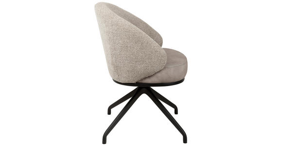 ARMLEHNSTUHL  Typenauswahl, Sitzfläche 360° drehbar, automatische Rückholfunktion Chenille, Flanell  - Taupe/Schwarz, Design, Textil/Metall (61/83/60cm) - Novel