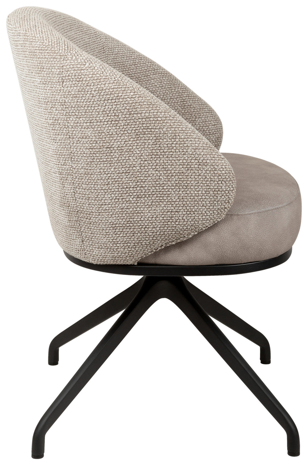 ARMLEHNSTUHL  Typenauswahl, Sitzfläche 360° drehbar, automatische Rückholfunktion Chenille, Flanell  - Taupe/Schwarz, Design, Textil/Metall (61/83/60cm) - Novel