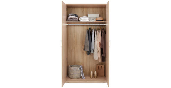 KLEIDERSCHRANK in Sonoma Eiche - Silberfarben/Sonoma Eiche, KONVENTIONELL, Holzwerkstoff/Metall (106/194/54cm) - Xora