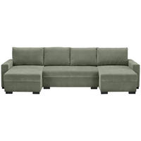 WOHNLANDSCHAFT Mintgrün Chenille  - Schwarz/Mintgrün, KONVENTIONELL, Kunststoff/Textil (140/328/140cm) - Ti'me