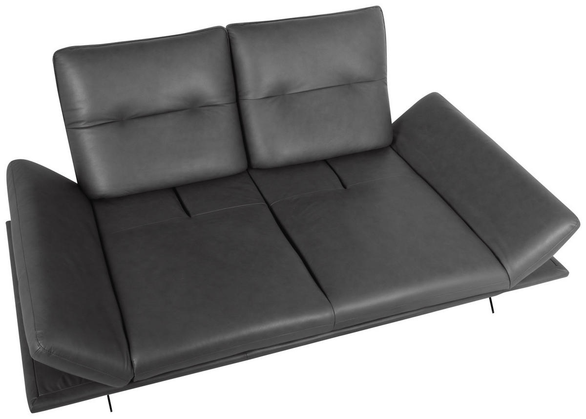 2,5-SITZER Echtleder Dunkelgrau  - Dunkelgrau/Schwarz, Design, Leder/Metall (218/95/107cm) - Celina Home