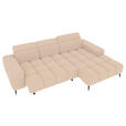 ECKSOFA Beige Flachgewebe Sitztiefenverstellung, Kopfteilverstellung, Rücken echt  - Beige/Schwarz, KONVENTIONELL, Kunststoff/Textil (273/171cm) - Carryhome
