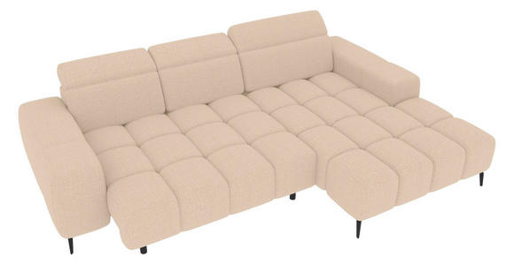 ECKSOFA Beige Flachgewebe Sitztiefenverstellung, Kopfteilverstellung, Rücken echt  - Beige/Schwarz, KONVENTIONELL, Kunststoff/Textil (273/171cm) - Carryhome