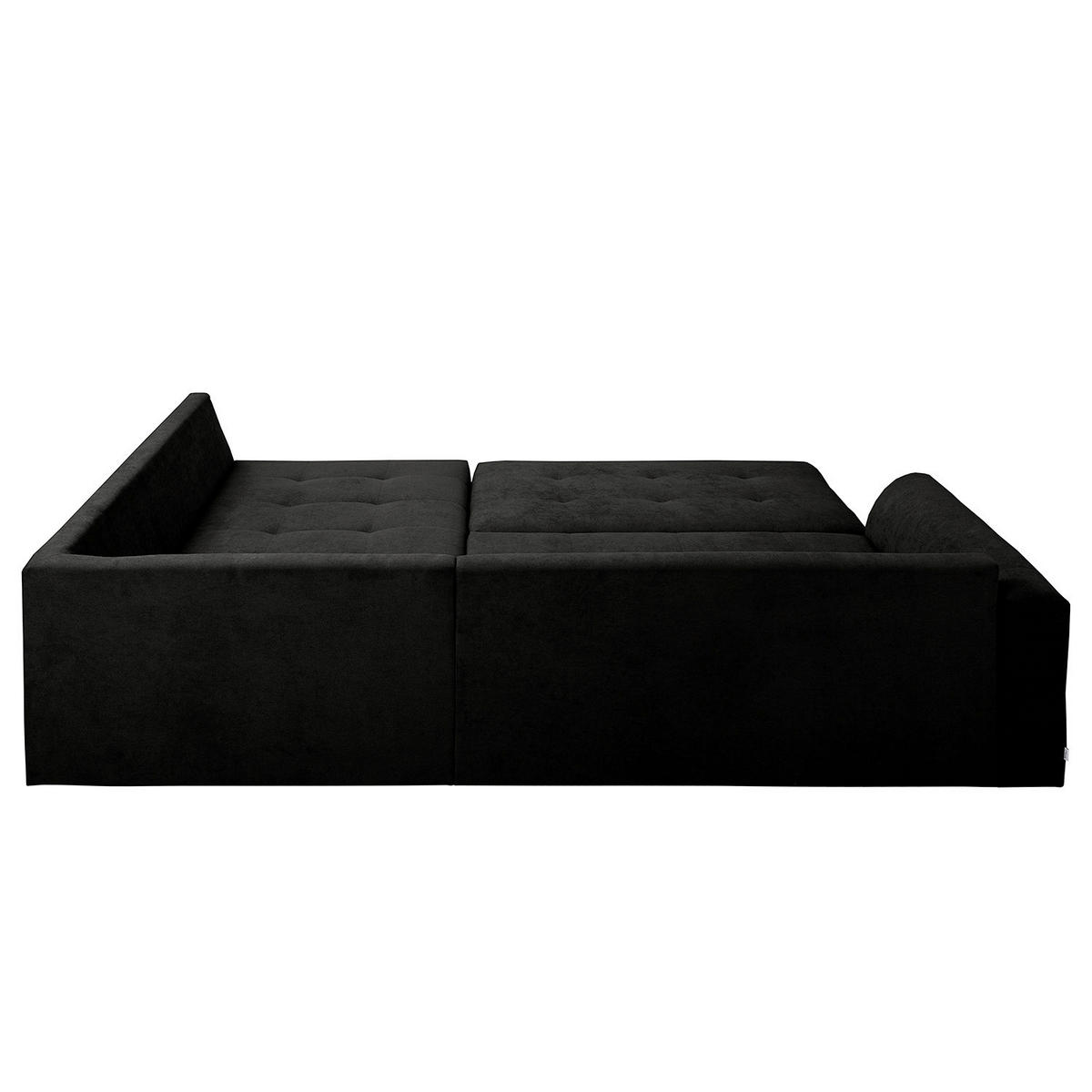 ECKSOFA inkl. Hocker Ariella in Mikrofaser Schwarz  161/231 cm  - Schwarz/Naturfarben, Design, Holz/Textil (161/231cm) - Livetastic