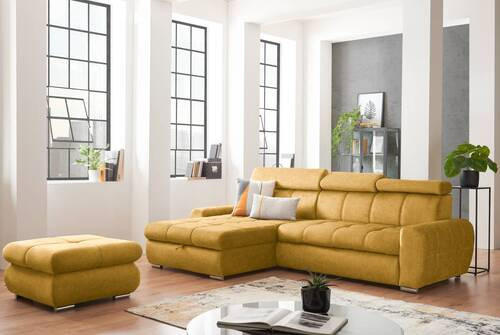 ECKSOFA in Velours Gelb  - Chromfarben/Gelb, Design, Kunststoff/Textil (173/276cm) - Stylife