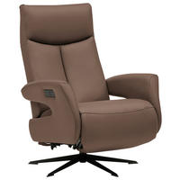 RELAXSESSEL Echtleder Relaxfunktion    - Hellbraun/Schwarz, Design, Leder/Metall (74/105/82cm) - Welnova