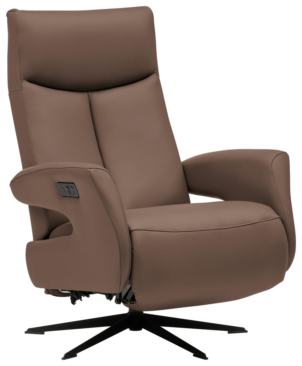 RELAXSESSEL Echtleder Relaxfunktion    - Hellbraun/Schwarz, Design, Leder/Metall (74/105/82cm) - Welnova