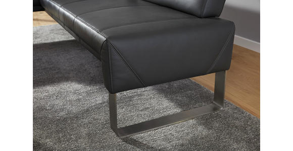 ECKBANK 171/236 cm in Graphitfarben, Edelstahlfarben - Edelstahlfarben/Dunkelgrau, Design, Leder/Metall (171/236cm) - Dieter Knoll
